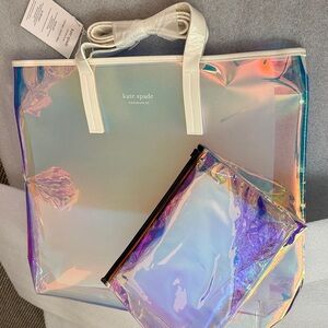 Kate Spade Iridescent Tote and Pouch Set New. Opened for photo only